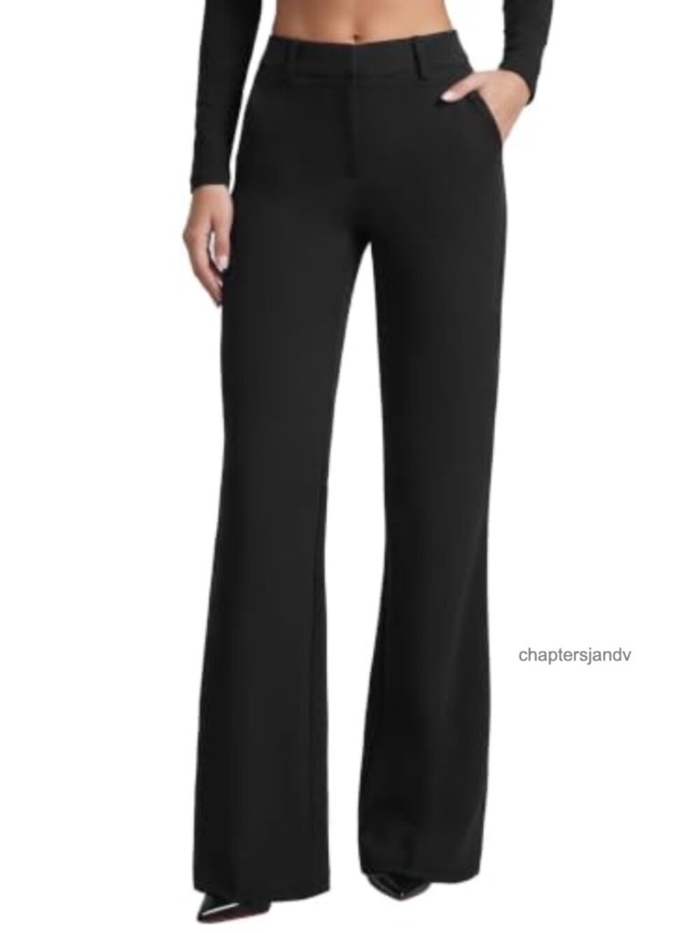 Women's Low Rise Flare Dress Pants Stretch Trousers Pockets